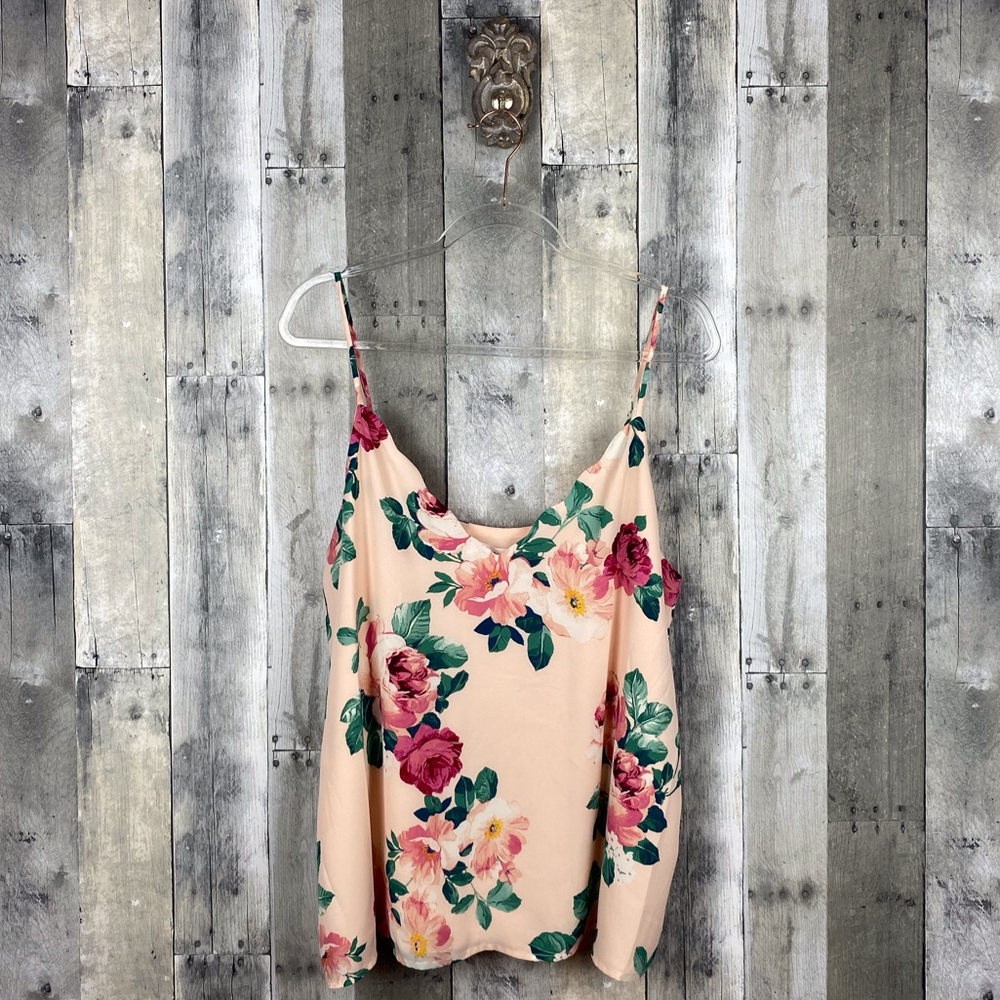 Socialite Blush Floral Scalloped Cami Size XL New! - Picture 3 of 13